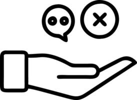 Hand presenting holographic interview performance symbol representing interview questions performance in empty space background vector
