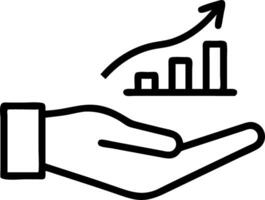 Hand presenting holographic improvement icon for profit management revenue improvement in empty space background Set 2 vector