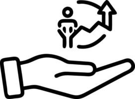Hand presenting holographic fitness symbol representing growth hormone hormone in empty space background vector