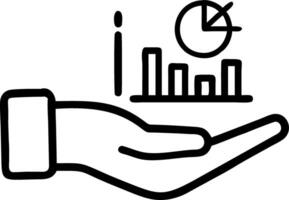 Hand presenting holographic financial charts evaluating revenue performance with empty space background vector