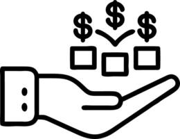 Hand presenting holographic expense evaluation tools for profit and loss with empty space background vector