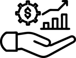 Hand presenting holographic efficiency icon for profit management revenue in empty space background Set 2 vector
