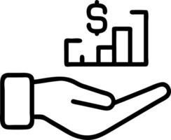 Hand presenting holographic efficiency icon for profit management revenue in empty space background vector