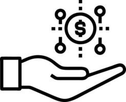 Hand presenting holographic digital banking interface with financial technology icons and currency symbols emphasizing modern online payment systems in empty space vector