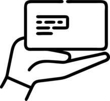 Hand presenting holographic device showcasing digital wallpaper trends with empty space background Set 5 vector