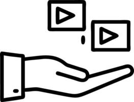 Hand presenting holographic channels icon symbolizing sales channels in marketing within empty space background vector
