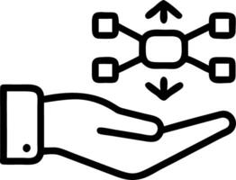Hand presenting holographic channels icon symbolizing sales channels in marketing within empty space background Set 2 vector