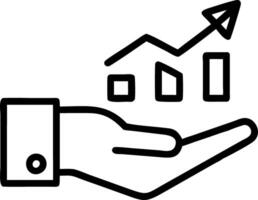 Hand presenting holographic business growth optimization symbol representing expansion optimization in empty space background Set 10 vector