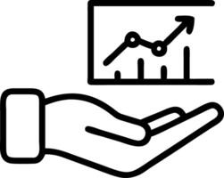 Hand presenting holographic business insight analysis optimization symbol in empty space background vector