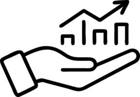 Hand presenting holographic business growth optimization symbol representing expansion optimization in empty space background Set 12 vector