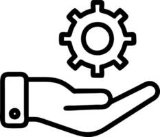 Hand presenting holographic business continuity management icons showcasing strategy resilience in empty space vector