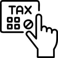 Hand pointing to holographic calculator with tax percentages illustrating tax calculation interface in financial planning vector