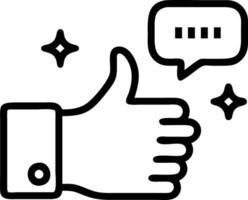 Hand presenting a holographic thumbs up icon for feedback approval in a digital feedback system vector