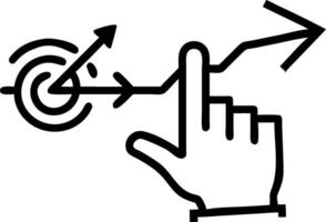 Hand pointing holographic timeline with year 2026 and ascending arrows showing business goals planning strategic growth on digital interface in empty space vector