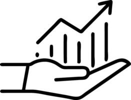 Hand operating holographic growth charts illustrating profit and revenue growth with empty space background vector
