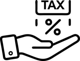Hand operating holographic device explaining tax brackets with empty space background vector