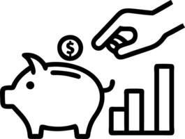Hand of woman putting coin into piggy bank with financial growth chart saving money and invest concept vector