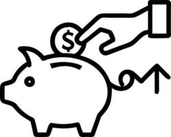 Hand of woman putting coin into piggy bank with financial growth chart saving money and invest concept Set 2 vector