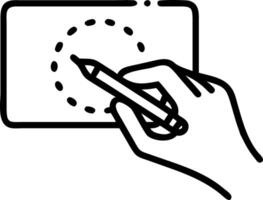 Hand marking virtual calendar with red circle using pen with holographic theme in empty space vector