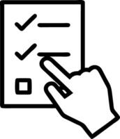 Hand marking off holographic tasks in a floating checklist representing progress checklist vector