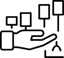 Hand manipulating holographic charts for investment portfolio diversification in empty space vector