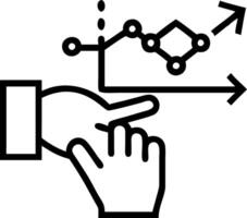 Hand manipulating dynamic graphs and data points on a holographic interface to depict data analysis in business intelligence Set 4 vector