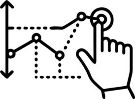 Hand manipulating dynamic graphs and data points on a holographic interface to depict data analysis in business intelligence vector