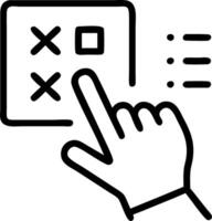 Hand interacting with online questionnaire on holographic interface marking answers representing online exam survey completion testing knowledge quizzes surveys task management in Set 2 vector