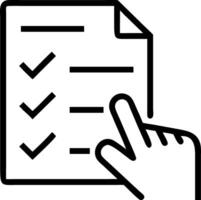 Hand marking holographic checklist on digital interface representing quality assurance and document control with verification and compliance in empty space vector