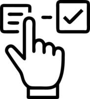 Hand interacting with online questionnaire on holographic interface marking answers representing online exam survey completion testing knowledge quizzes surveys task management in vector