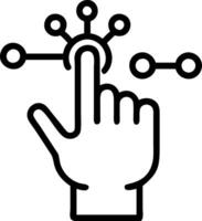 Hand interacting with holographic Zero Trust security model interface displaying cybersecurity icons network access symbols emphasizing Zero Trust principles in empty space concept vector