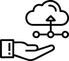 Hand interacting with interconnected cloud service icons to depict cloud integration and seamless digital connectivity in IT infrastructure vector
