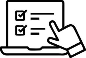 Hand interacting with online holographic checklist on laptop representing online assessment survey completion testing knowledge quizzes in empty space Set 2 vector