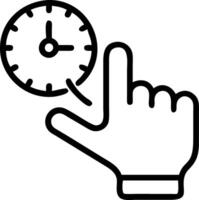 Hand interacting with holographic time management interface displaying time project planning target setting task tracking icons representing time management and project planning te vector