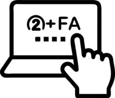 Hand interacting with holographic two factor authentication device showing shield 2FA secure access icons in empty space Set 2 vector