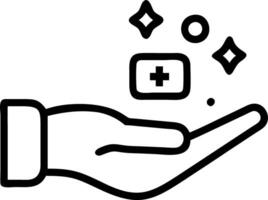 Hand interacting with holographic symbols representing wellness and self care with empty space background vector