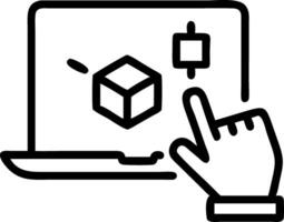 Hand interacting with holographic SAP system interface showing business process automation data management digital transformation icons on laptop in empty space Set 12 vector