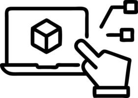 Hand interacting with holographic SAP system interface showing business process automation data management digital transformation icons on laptop in empty space Set 16 vector
