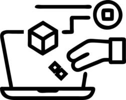 Hand interacting with holographic SAP system interface showing business process automation data management digital transformation icons on laptop in empty space Set 13 vector