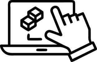 Hand interacting with holographic SAP system interface showing business process automation data management digital transformation icons on laptop in empty space Set 11 vector