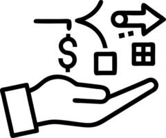Hand interacting with holographic retirement planning tools in empty space vector
