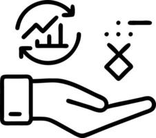 Hand interacting with holographic risk assessment tools for profit and revenue with empty space background vector