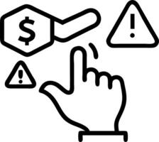 Hand interacting with holographic risk management tools for profit and loss with empty space background vector
