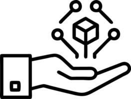 Hand interacting with holographic research and development device with innovation technological advancement icons representing RD and business solutions in empty space Set 10 vector