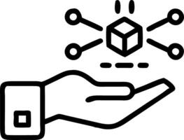 Hand interacting with holographic research and development device with innovation technological advancement icons representing RD and business solutions in empty space Set 5 vector