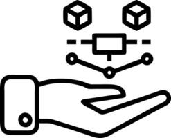 Hand interacting with holographic research and development device with innovation technological advancement icons representing RD and business solutions in empty space Set 12 vector