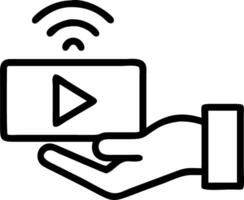 Hand interacting with holographic play button for educational tutorials and learning vector