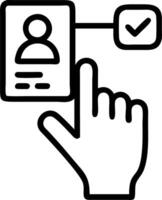 Hand interacting with holographic KYC compliance interface showing identity verification E KYC icons in empty space vector
