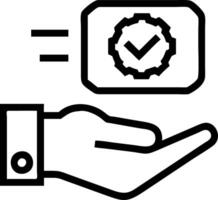 Hand interacting with holographic ISO 9001 certification device showing quality management icons in empty space vector