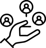 Hand interacting with holographic HR targeting interface showing human resource recruitment team management icons in empty space vector